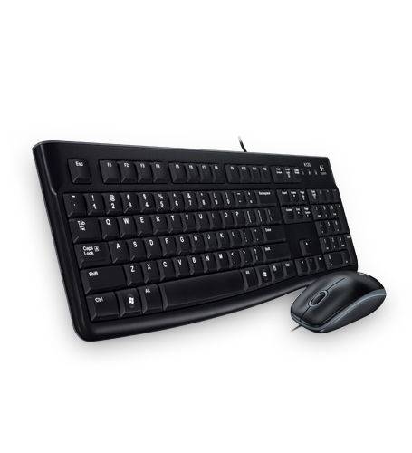 Kit Teclado Mouse Logitech MK120 USB alámbrico antiderrame