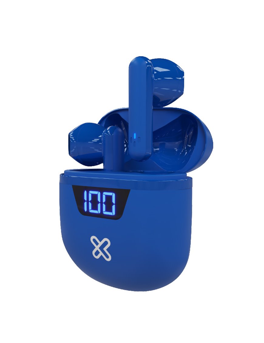 Audífonos Inalámbricos KlipXtreme Touchbuds KTE-006BL Azul Bluetooth TWS, IPX3,con micrófono y estuche