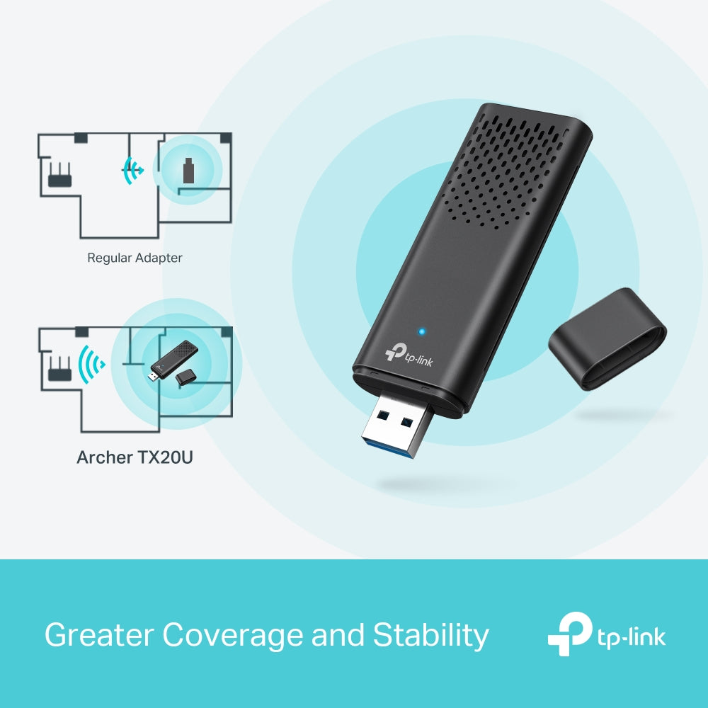 Adaptador de red Inalámbrico USB WiFi 6 con 2 antenas AX1800 TP-LINK ARCHER TX20U