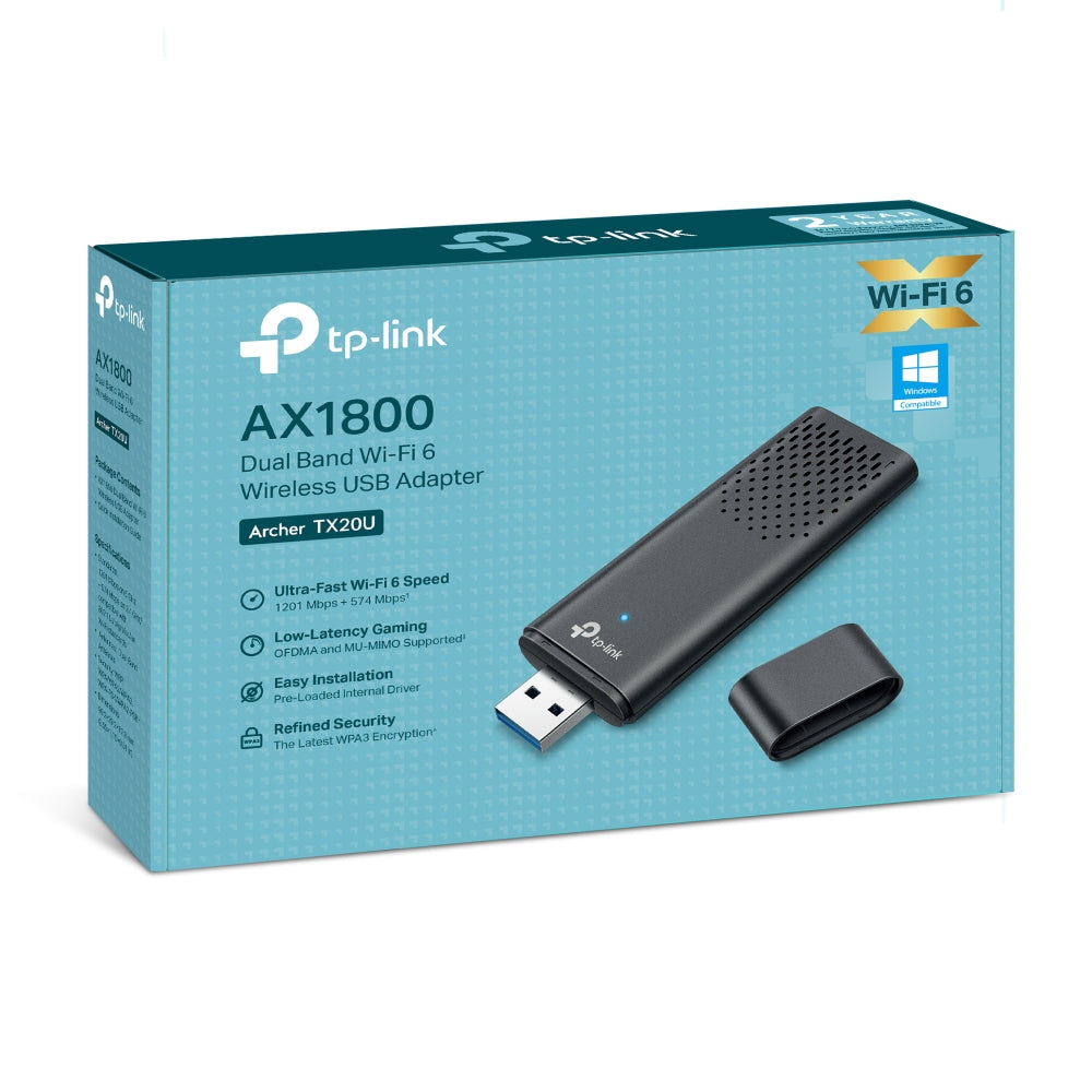 Adaptador de red Inalámbrico USB WiFi 6 con 2 antenas AX1800 TP-LINK ARCHER TX20U