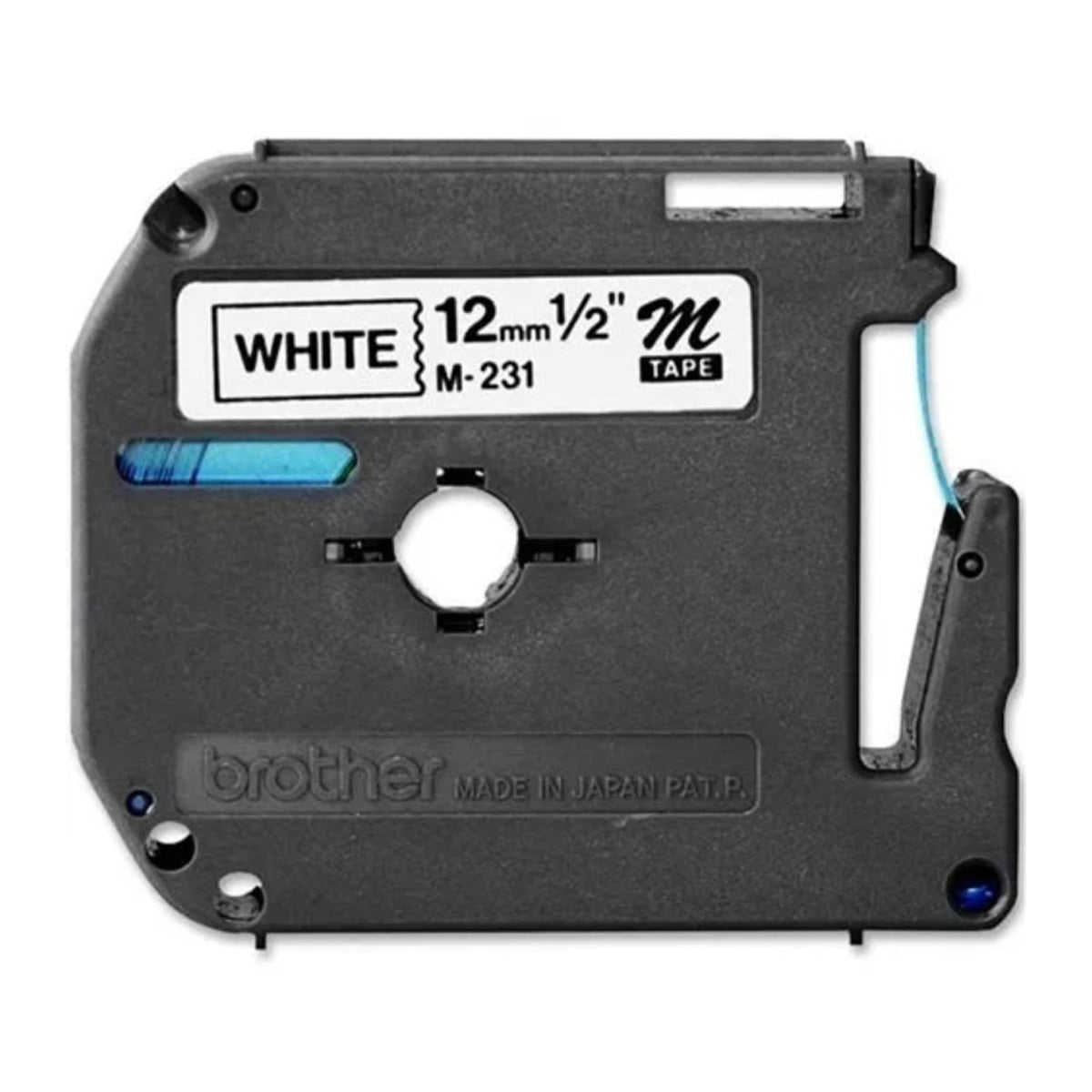 Cinta Rotuladora Brother No Laminada M-231 12mm x 8m blanca letras negras