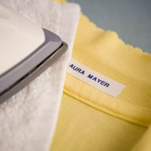 Cinta Rotuladora Brother TZe-FA3 Textil termo adherente 12mm x 3m blanca letras azules