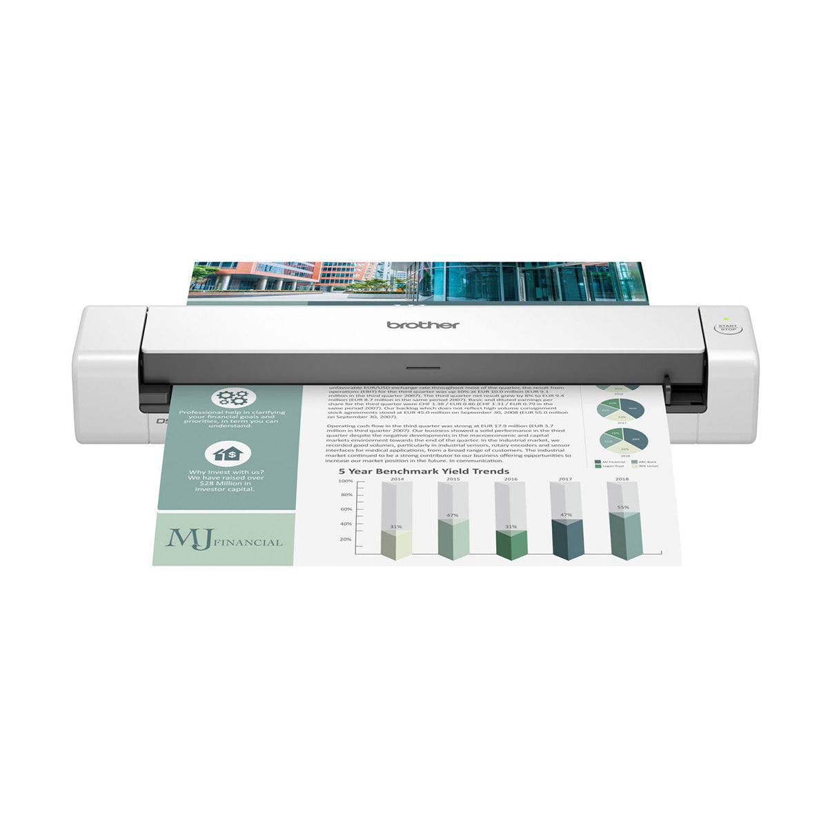 Escáner de Escritorio Portátil Brother DS740D Dúplex A4 16ppm 600dpi Micro USB3.0