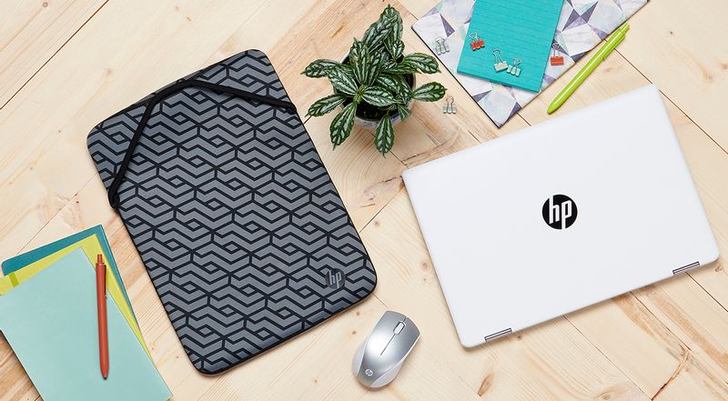 Funda reversible HP Negro/Gris geométrico 14"