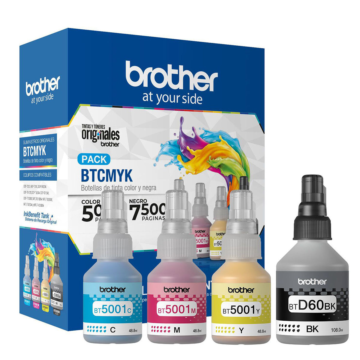 Pack Botellas de Tinta Original BT60BK Negro y BT5001 Cian / Magenta / Amarillo
