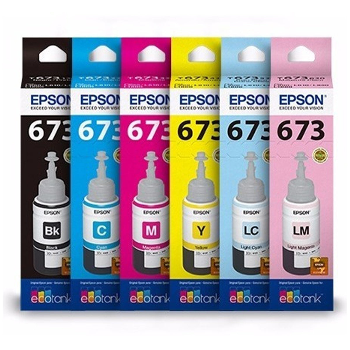 Pack 6 Botellas de Tinta Original Epson T673 BK/C/M/Y/CC/MC