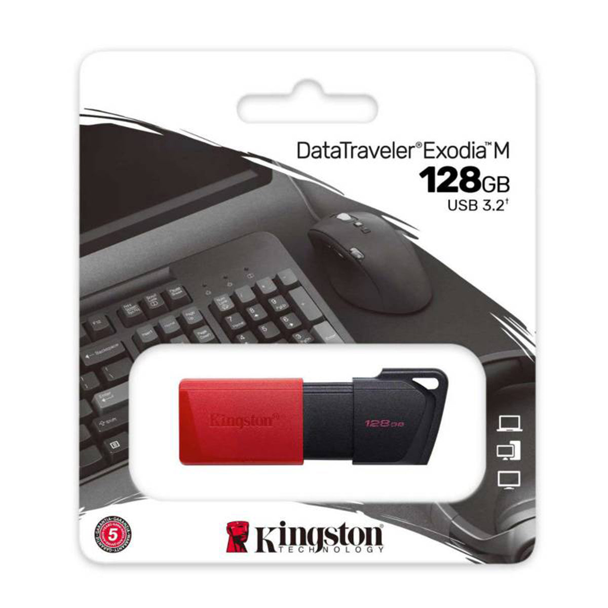 Pendrive Kingston DataTraveler Exodia M 128GB USB 3.2 GEN1 Negro / Rojo