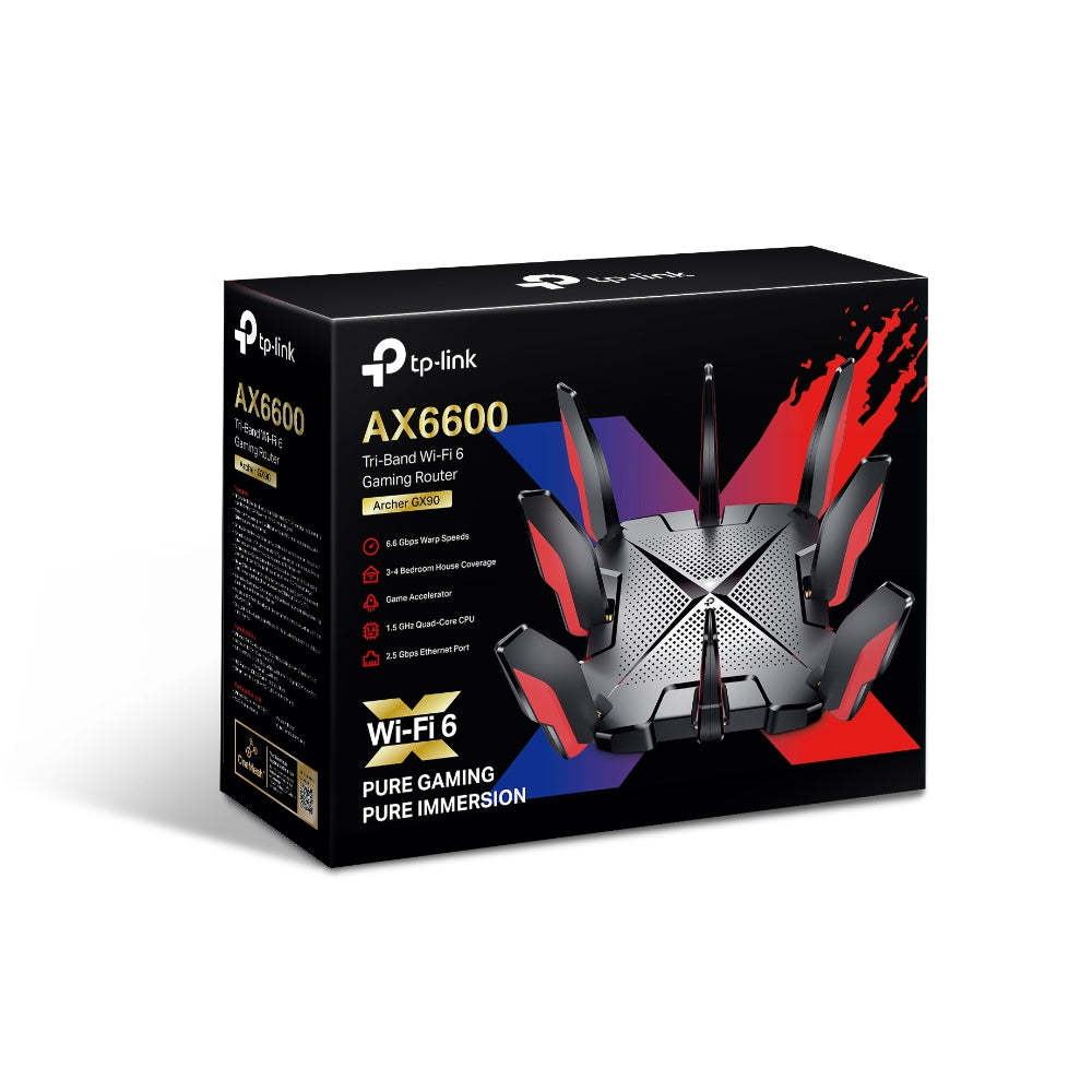 Router Gamer TP-link Archer GX90, AX6600 Tri-Band Wi-Fi 6 TP-link Archer GX90, 4.8 Gbps Game Band exclusivo para Gaming