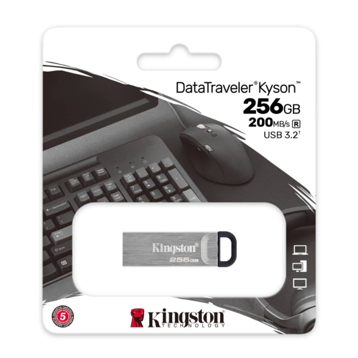 Pendrive USB DataTraveler Kyson 256GB USB3.2 GEN 1 metálico
