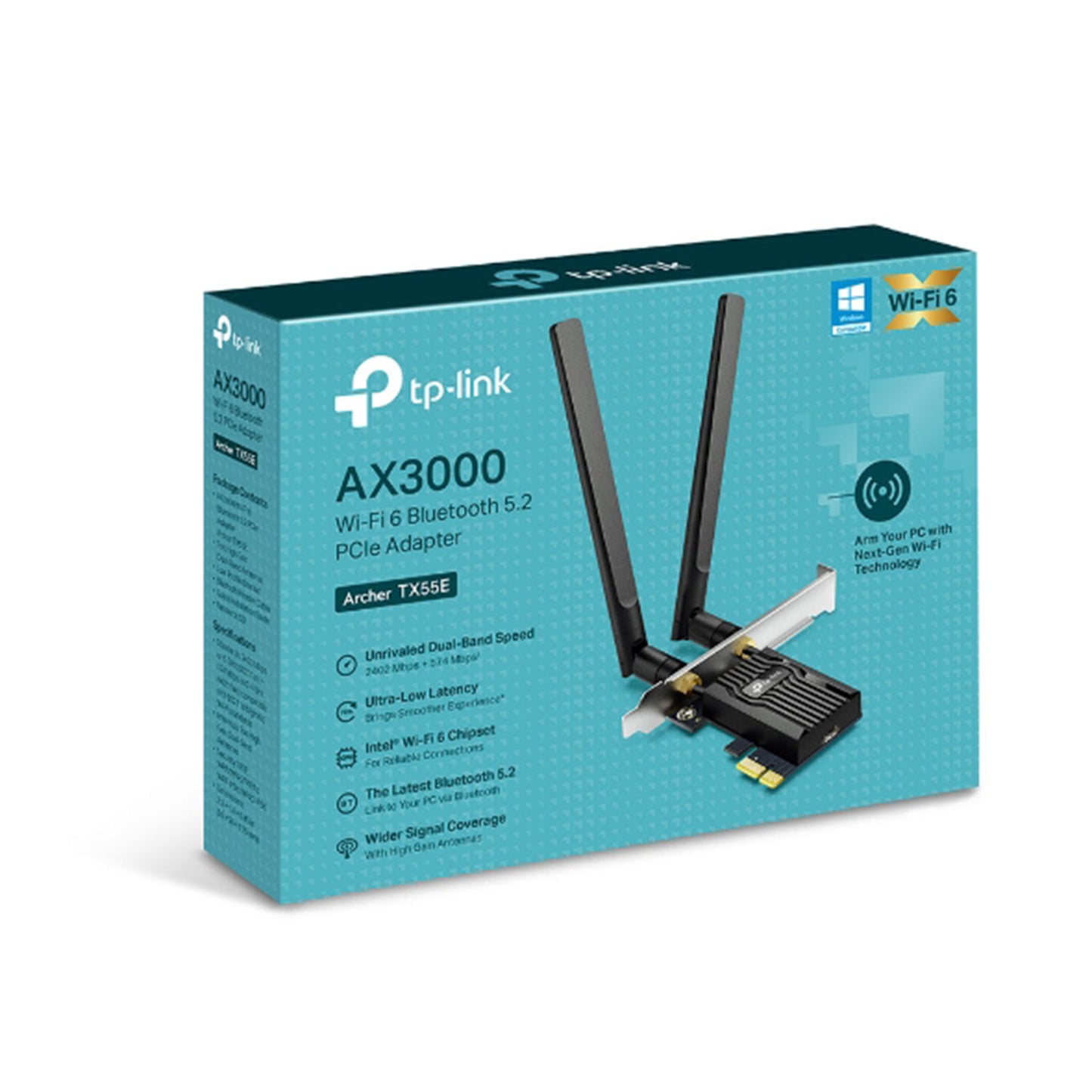Tarjeta PCIe Archer TX55E Ax3000 Adaptador Wifi 6 con Bluetooth 5.2
