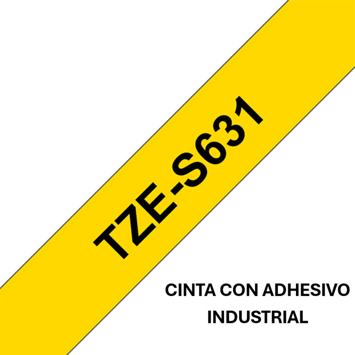 Cinta Rotuladora Brother TZe-S631 Super Adhesiva 12mm x 8mts Negro sobre Amarillo