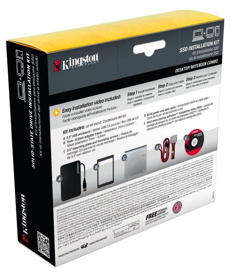 Cofre Kingston para SSD 2,5" SNA-B SATA USB Kit instalación
