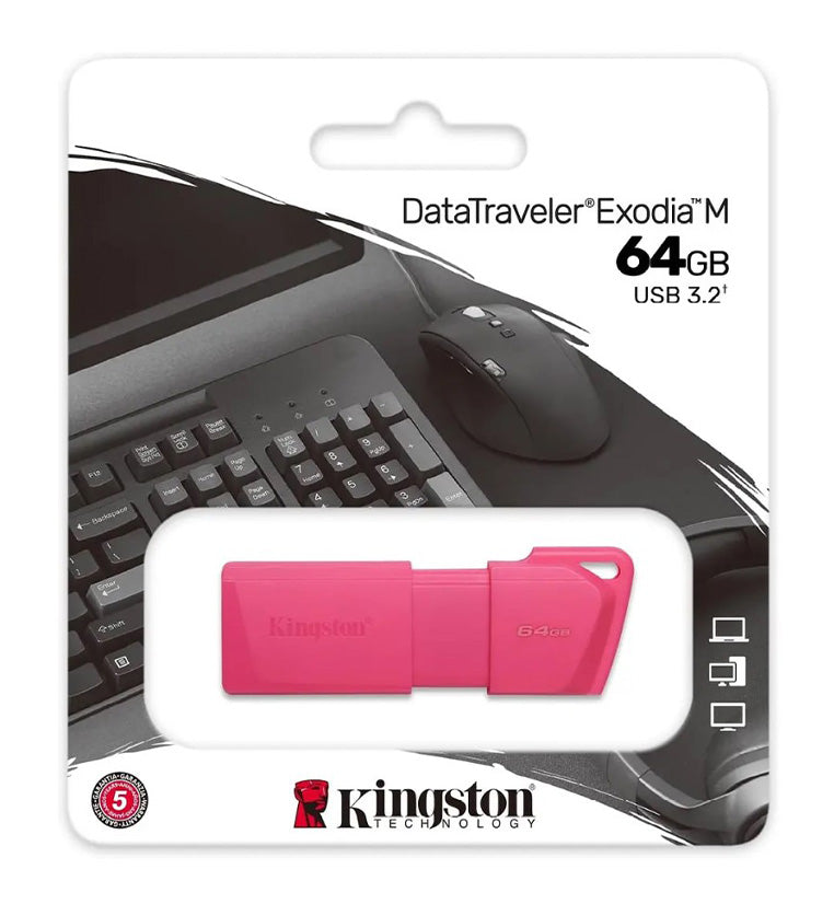 Pendrive Kingston DataTraveler Exodia M 64GB USB 3.2 GEN1 Rosado