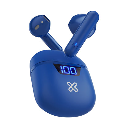 Audífonos Inalámbricos KlipXtreme Touchbuds KTE-006BL Azul Bluetooth TWS, IPX3,con micrófono y estuche