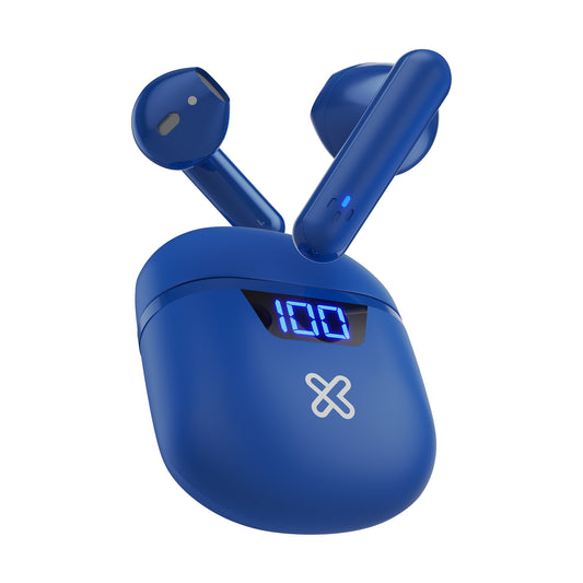 Audífonos Inalámbricos KlipXtreme Touchbuds KTE-006BL Azul Bluetooth TWS, IPX3,con micrófono y estuche