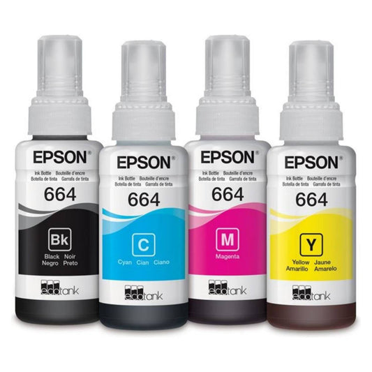 Pack 4 Botellas de Tinta Original Epson T664 C/M/Y/BK