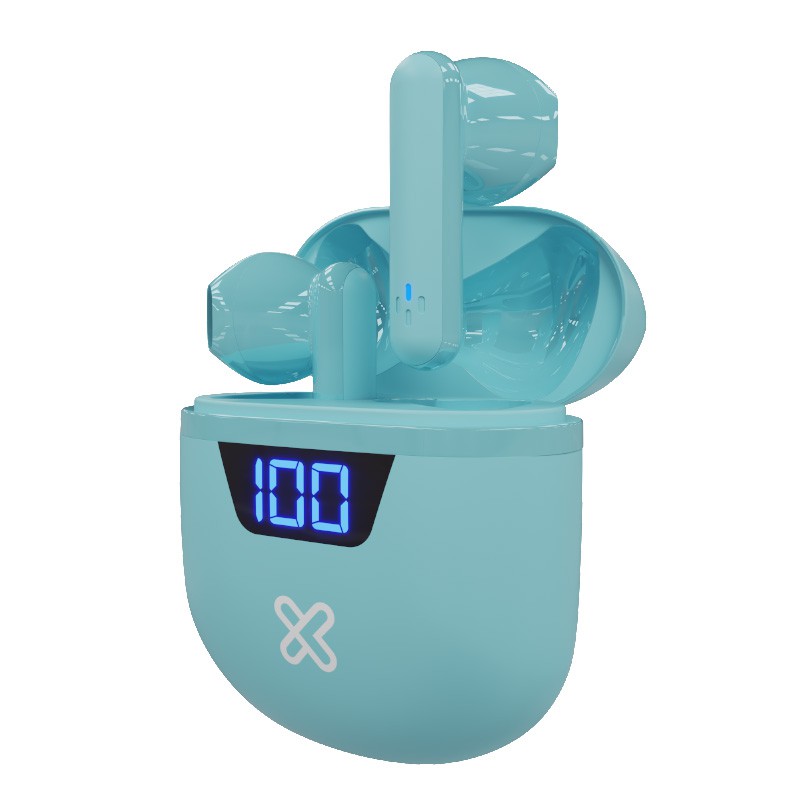 Audífonos Inalámbricos KlipXtreme Touchbuds KTE-006AQ Aqua Bluetooth TWS, IPX3,con micrófono y estuche