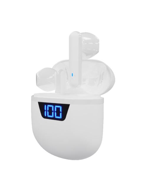 Audífonos Inalámbricos KlipXtreme Touchbuds KTE-006WH Blanco Bluetooth TWS, IPX3con micrófono y estuche