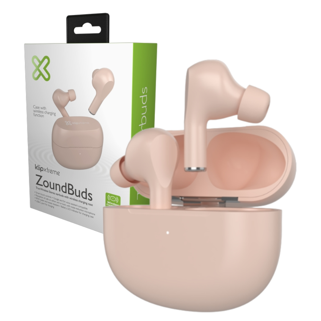 Audífono Inalámbrico KlipXtreme Zoundbuds KTE-250PK Rosado Bluetooth, TWS, con micrófono y estuche