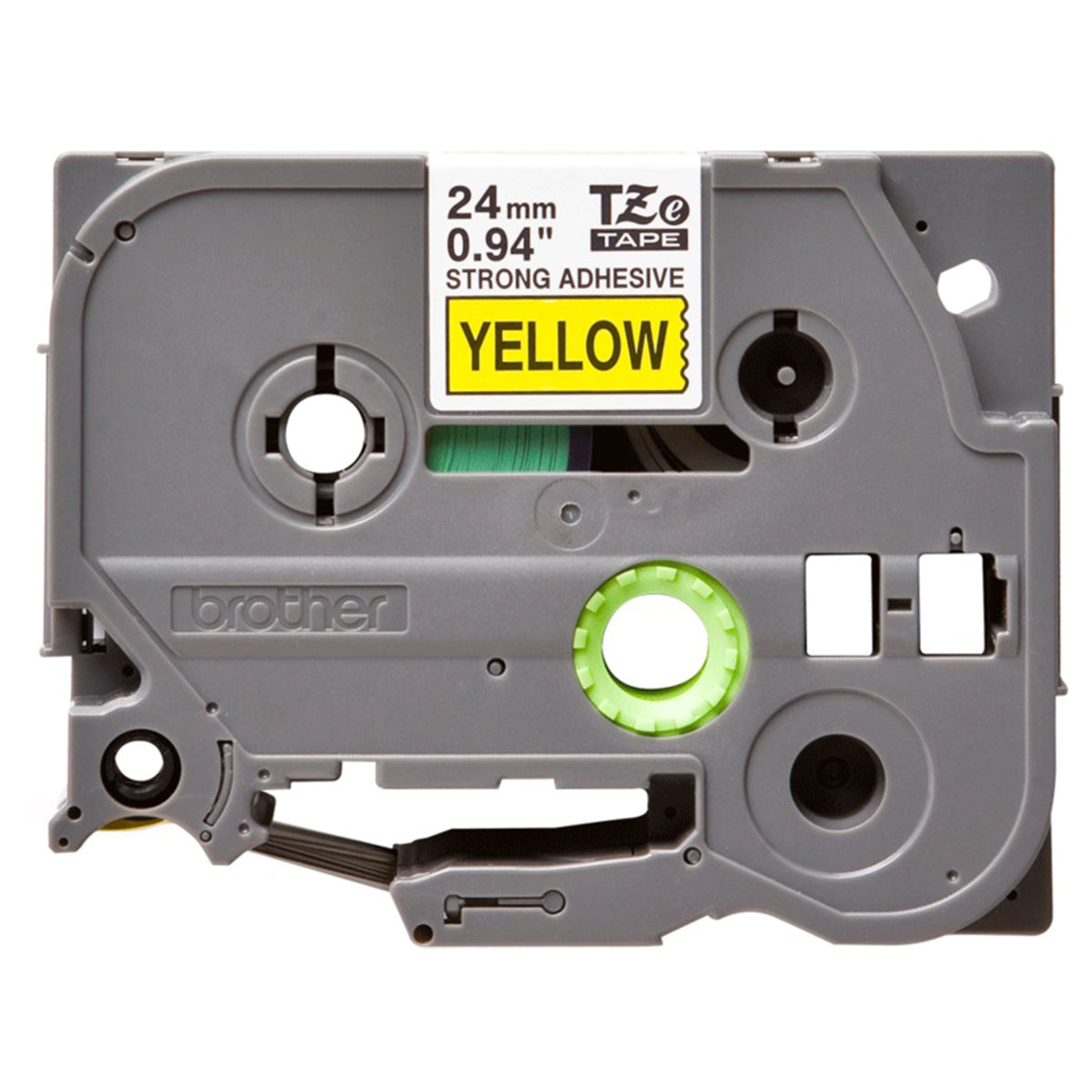 Cinta Rotuladora Brother TZe-S651 Super Adhesiva 24mm x 8mts Negro sobre Amarillo
