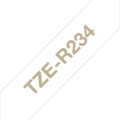 Cinta Rotuladora Brother Satin TZER234 12mm x 4m Blanco letras doradas
