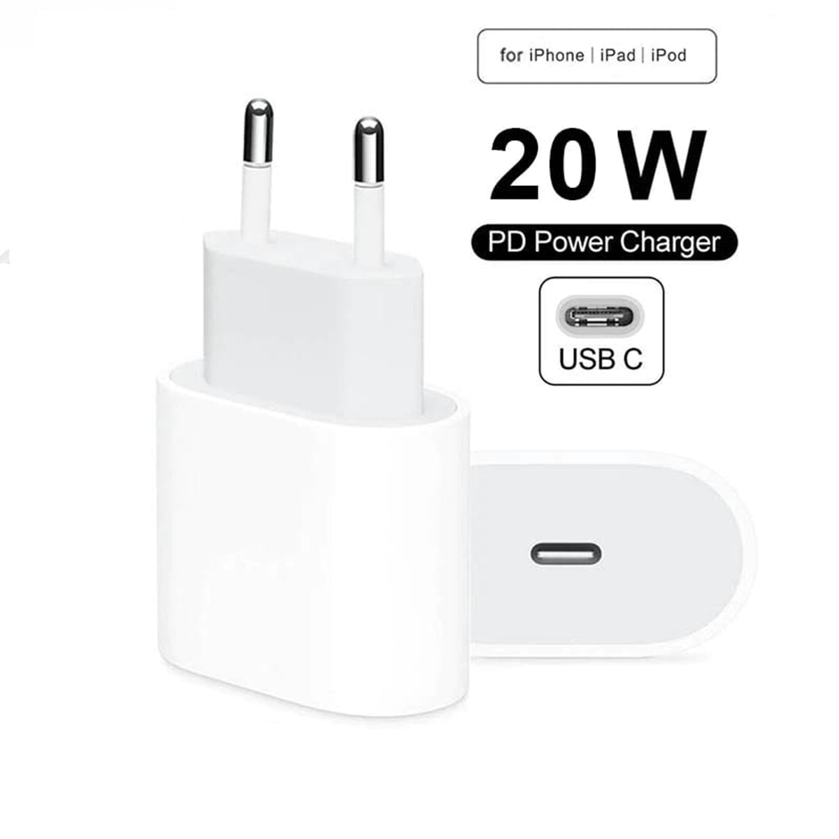 Cargador Adaptador Apple Iphone Ipad 20W USB Tipo C sin cable