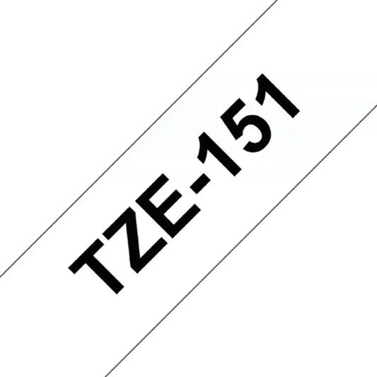 Cinta Brother TZE-151 Adhesiva fondo blanco letras negras de 24mm de ancho y 8 metros de largo