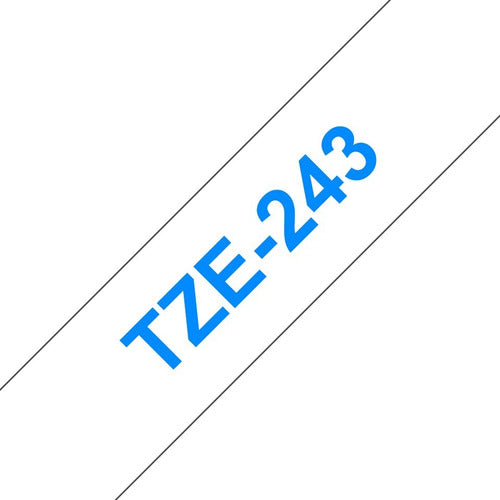 Cinta Rotuladora Brother TZe-243 Adhesivo Estándar 18mm x 8m Blanco letras azules