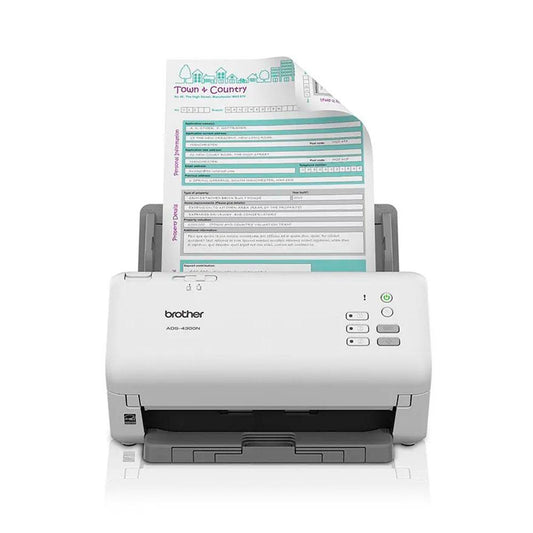 Escáner de Escritorio Brother ADS-4300N, Prof 600ppp 80ppm Doble Cara LAN USB2.0