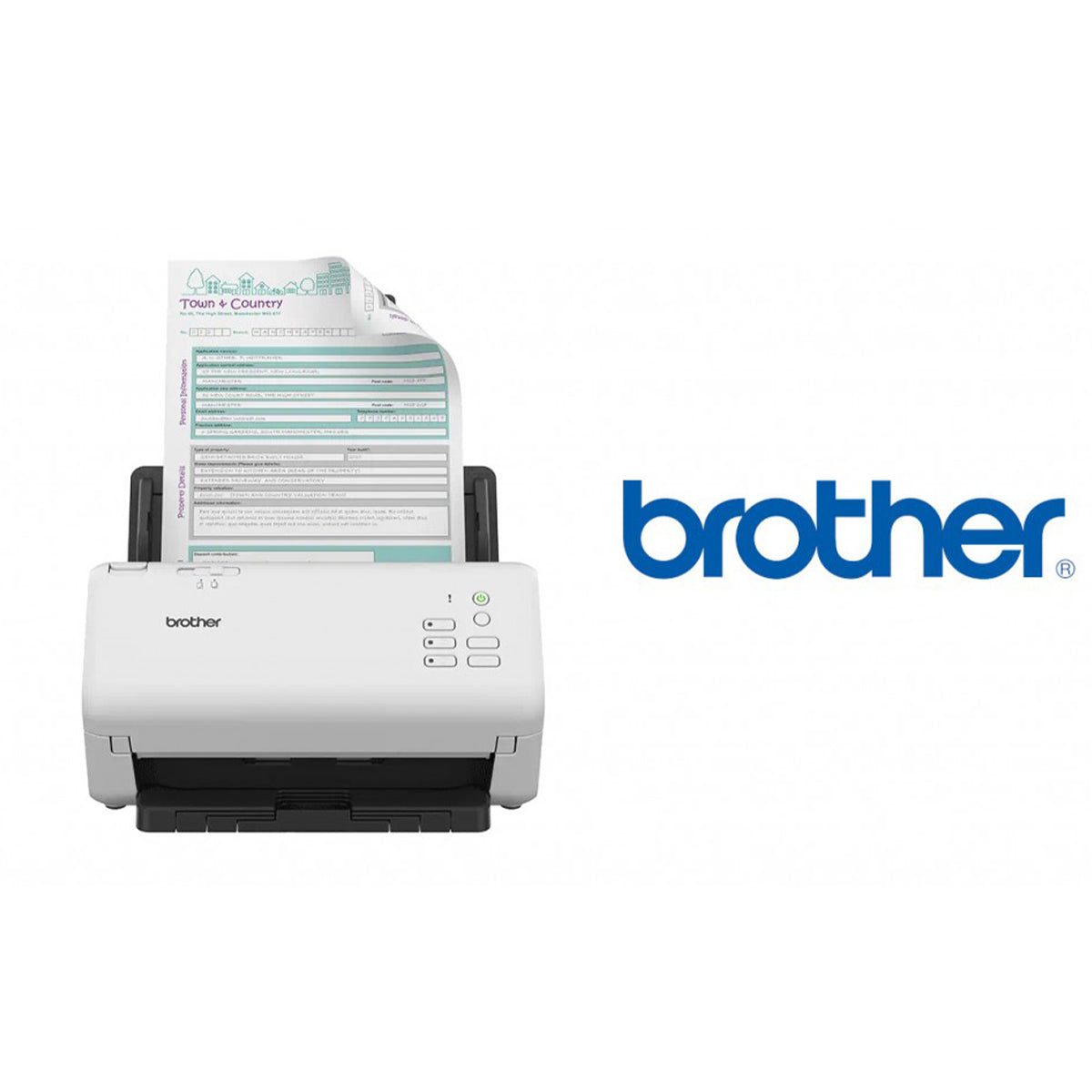 Escáner de Escritorio Brother ADS-4300N, Prof 600ppp 80ppm Doble Cara LAN USB2.0