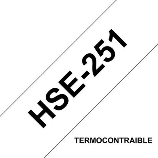Cinta Brother Termocontraíble HSE251 23.6mm x 1.5m blanca letras negras