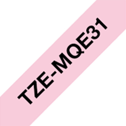 Cinta Rotuladora Brother TZe-MQE31 Decorativa 12mm x 4m rosado pastel letras negras