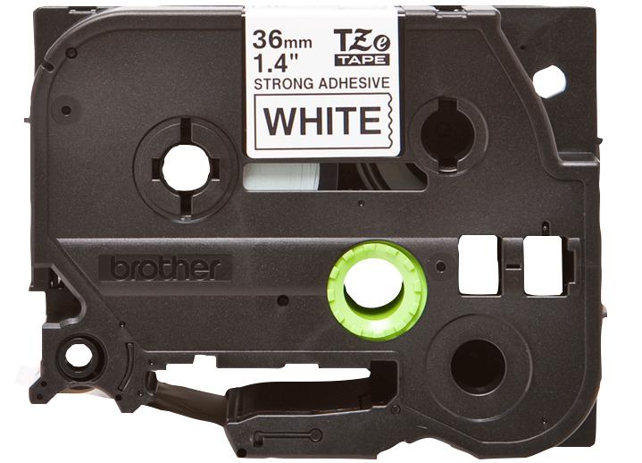 Cinta Rotuladora Brother TZe-S261 Súper Adhesiva 36mm x 8m blanca letras negras