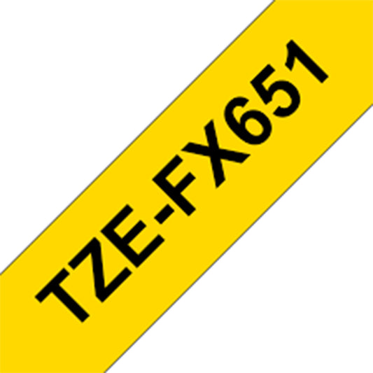 Cinta Rotuladora Brother Flexible TZe-FX651 24mm x 8m amarilla letras negras
