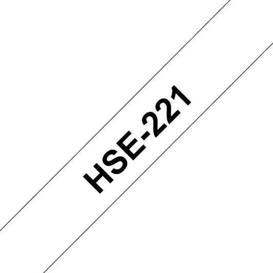 Cinta Brother Termocontraíble HSE221 8.8mm x 1.5m blanca letras negras