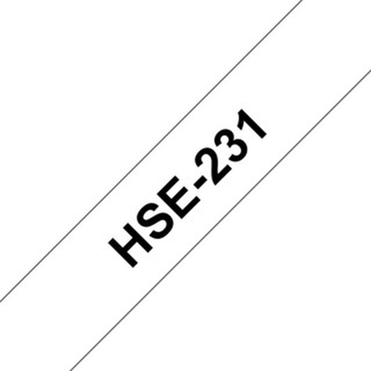 Cinta Brother Termocontraíble HSE231 11.7mm x 1.5m blanca letras negras