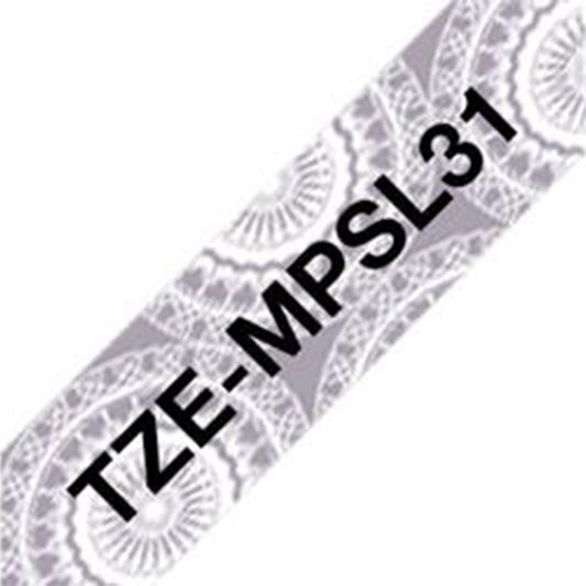 Cinta Rotuladora Brother TZe-MPSL31 Decorativa 12mm x 4m mandala gris letras negras