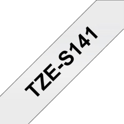 Cinta Rotuladora Brother TZe-S141 Super Adhesiva 18mm x 8mts Transparente sobre Negro