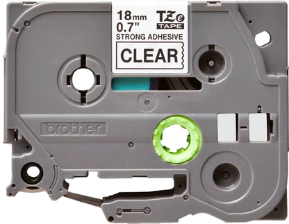Cinta Rotuladora Brother TZe-S141 Super Adhesiva 18mm x 8mts Transparente sobre Negro