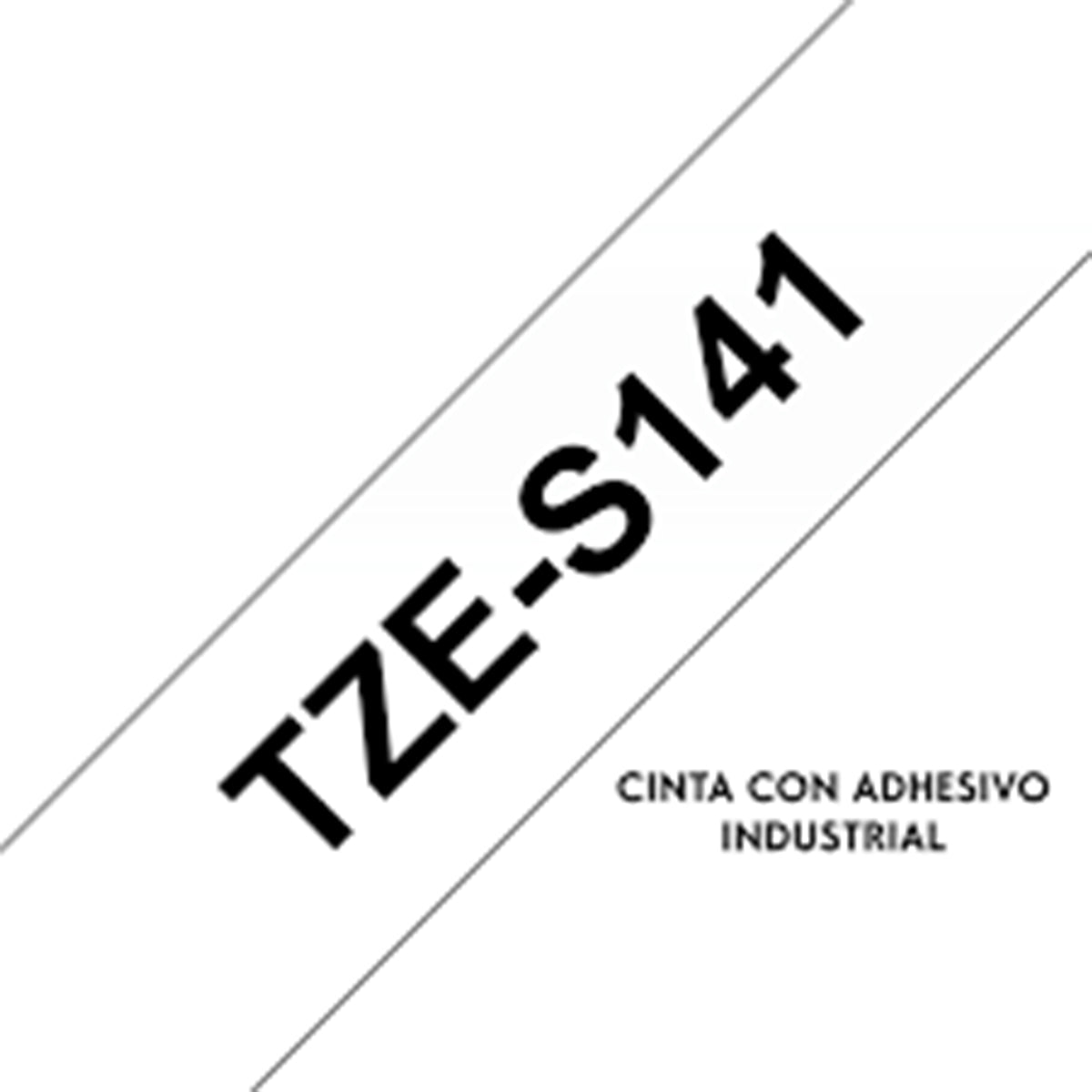 Cinta Rotuladora Brother TZe-S141 Super Adhesiva 18mm x 8mts Transparente sobre Negro