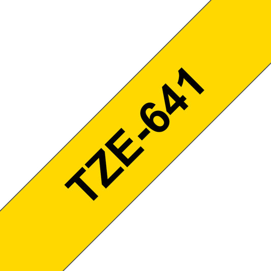 Cinta Rotuladora Brother TZe-641 Adhesivo estándar 18mm x 8mts Negro sobre Amarillo