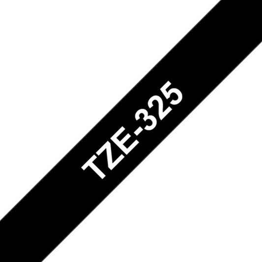 Cinta Rotuladora Brother TZe-325 Adhesivo estándar 9mm x 8mts negro letras blancas