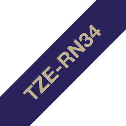 Cinta Rotuladora Brother Satin TZERN34 12mm x 4m Azul letras doradas