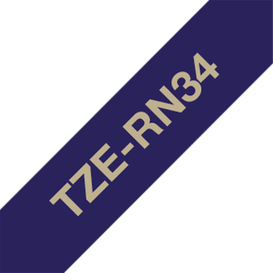 Cinta Rotuladora Brother Satin TZERN34 12mm x 4m Azul letras doradas