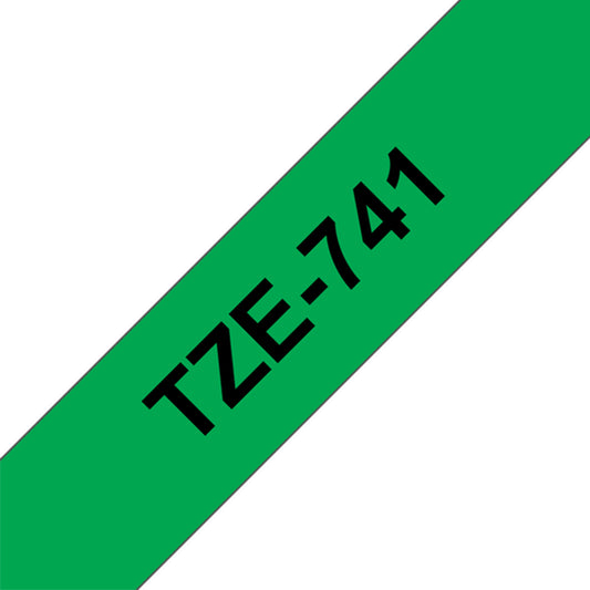 Cinta Rotuladora Brother TZe-741 Adhesivo Estándar 18mm x 8m Verde letras negras