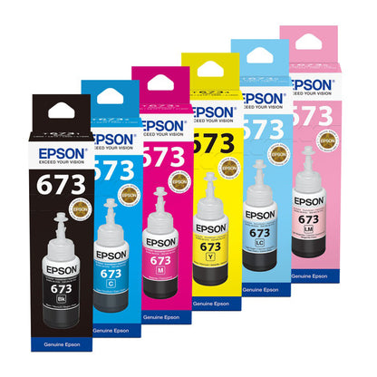 Pack 6 Botellas de Tinta Original Epson T673 BK/C/M/Y/CC/MC