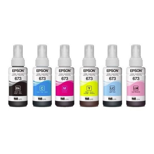 Pack 6 Botellas de Tinta Original Epson T673 BK/C/M/Y/CC/MC