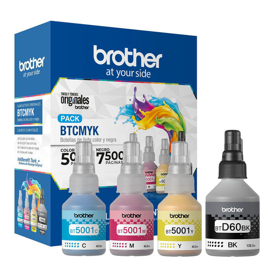 Pack Botellas de Tinta Original BT60BK Negro y BT5001 Cian / Magenta / Amarillo