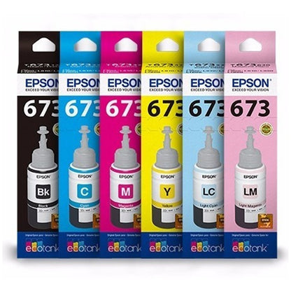 Pack 6 Botellas de Tinta Original Epson T673 BK/C/M/Y/CC/MC