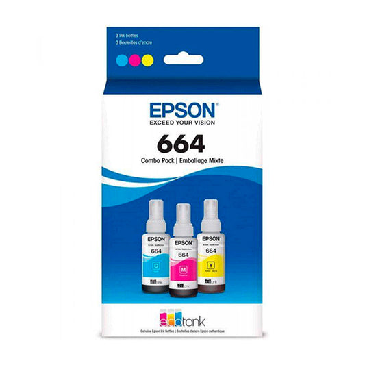 Pack 3 Botellas de Tinta Original Epson T664 C/M/Y
